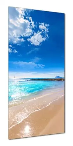 Produktbild: Wallario Selbstklebende Duschrückwand 70 x 180 cm mit Motiv Traumstrand unter blauem Himmel - Wandverkleidung Fließenersatz mit Hochglanzlaminat in Glasoptik