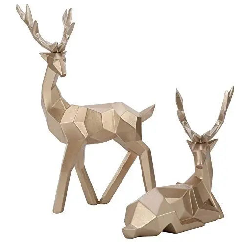 Produktbild: Wallfire Moderne Desktop-Dekor 2 Stück Home Dekorative Harz Hirsch Statue Skulptur Schrank Ornamente für Schlafzimmer Wohnzimmer