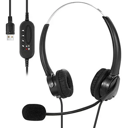 Produktbild: Wallfire On-Ear-Kopfhörer mit Mikrofon USB-Headset-Geräusch Das Kabelgebundene Kopfhörer für Das Online-Klassenzimmer-Callcenter für Laptop-Desktop-Spiele Verbirgt