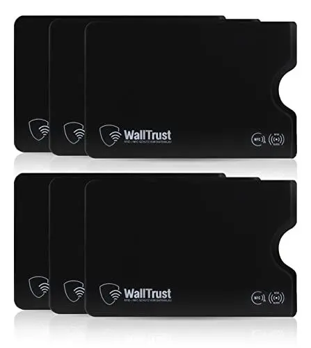 Produktbild: WallTrust RFID NFC Blocker Hartplastik Schutzhülle - 7 Stück - Kartenschutzhülle für Kreditkarten Ausweis - schwarz - Sicherheit gegen Datenklau Kartenhülle und EC Karten Bankkarten