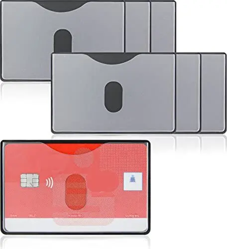 Produktbild: WallTrust RFID NFC Blocker Hartplastik Schutzhülle – Kartenschutzhülle für Kreditkarten Ausweis Öffnung Oben, transparent matt, 6-Set