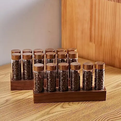 Produktbild: Walnussholz, Kaffee-Aufbewahrungsregal, Kaffee-Aufbewahrung, Reagenzglasglas, multifunktionales Reagenzglas, versiegeltes Aufbewahrungsregal, 6 Löcher Set