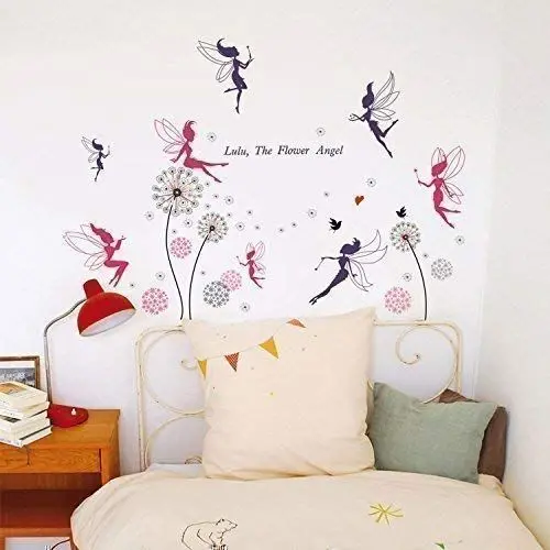 Produktbild: Walplus Wandaufkleber Feen Plus Rosa Löwenzahn Abnehmbare Selbstklebend Wandbild Kunst Aufkleber Home Dekoration Wohnzimmer Schlafzimmer Büro Tapete Kinderzimmer Geschenk Mehrfarbig
