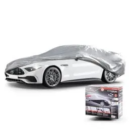 Produktbild: WALSER Autoabdeckung All Weather Light Vollgarage Größe L hellgrau, wasserdichte Autogarage, Staubdicht mit UV Schutz, verstärkte Gurtbefestigung