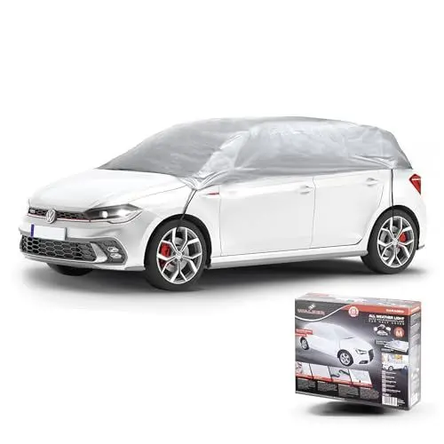 Produktbild: WALSER Autoabdeckung All Weather Light Halbgarage Größe M hellgrau, wasserdichte Halbgarage, Staubdicht mit UV Schutz, verstärkte Gurtbefestigung