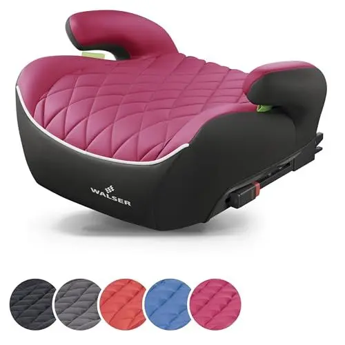 Produktbild: WALSER Premium Kinder Sitzerhöhung Auto ISOFIX, Qualitätssieger Sehr Gut* Kindersitz Auto 125-150 cm, Kindersitzerhöhung Auto Andy neueste Norm 2024 ECE R 129, Sitzerhöhung Auto Kinder schwarz/pink