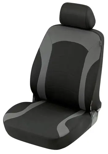 Produktbild: Walser Auto Sitzbezug Inde mit Reißverschluss, Universaler Vordersitzbezug-Auto, Zipp-IT Premium Schonbezug Auto, PKW-Sitzbezug schwarz/grau