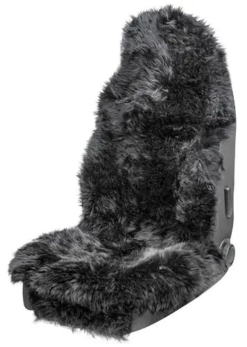 Produktbild: Walser Premium Lammfell Sitzauflage Marla, 100% Lammfell Autositz Sitzauflage mit 5cm Wollhöhe, Sitzauflage Lammfell, Sitzauflagen Auto Lammfell, Sitzschoner Lammfell, Schonbezug Fell schwarz