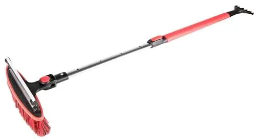 Produktbild: Walser Schneebesen 3in1 mit Eiskratzer teleskopierbar, Eisschaber mit Teleskopstange, Schneefeger ausziehbar 92-132 cm rot/schwarz