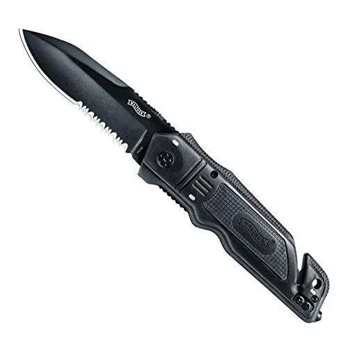 Produktbild: Walther Rettungsmesser ERK, Outdoor Klappmesser, Gurtschneider inkl. Notfallhammer, Emergency Rescue Knife mit Liner Lock, 223 mm lang