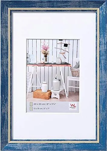 Produktbild: walther design Bilderrahmen blau 18 x 24 cm mit Passepartout, Chalet Designrahmen EL824L