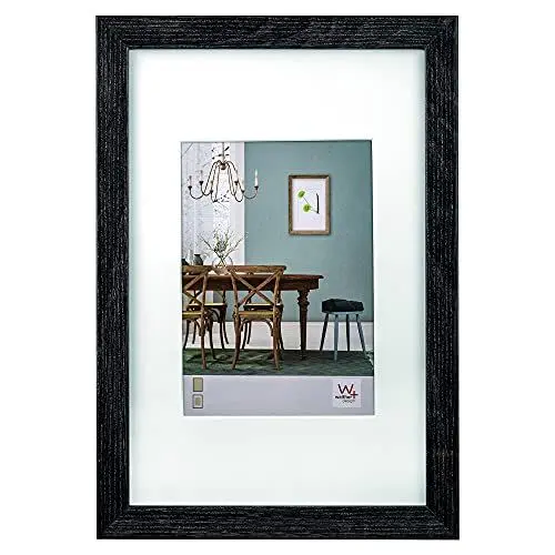 Produktbild: walther design Bilderrahmen dunkelgrau 30 x 40 cm mit Passepartout, Fiorito Holzrahmen EF040D