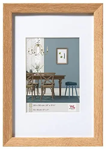 Produktbild: walther design Bilderrahmen eiche hell 40 x 50 cm mit Passepartout, Fiorito Holzrahmen EF050E