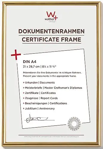 Produktbild: walther design Bilderrahmen gold 21 x 29,7 cm (DIN A4) Galeria Kunststoffrahmen KG130H