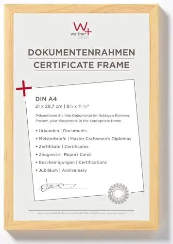 Produktbild: walther design Bilderrahmen kiefer 21 x 29,7 cm (DIN A4) Dokumentenrahmen Peppers Holzrahmen BP130K