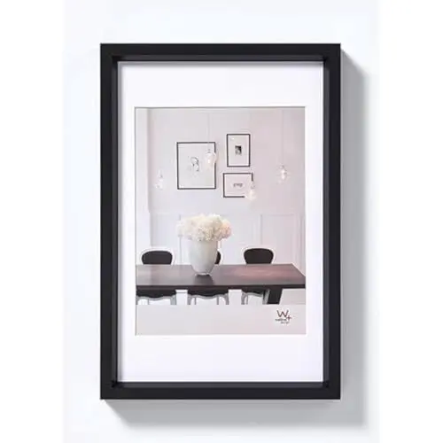 Produktbild: walther design Bilderrahmen schwarz 10,5 x 15 cm mit Passepartout, Steel Style Kunststoffrahmen ES015B