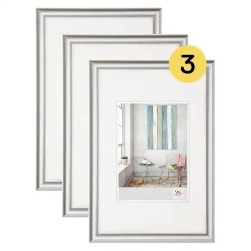 Produktbild: walther design Bilderrahmen silber 20 x 30 cm 3er Pack, Trendstyle Kunststoffrahmen KP030S3