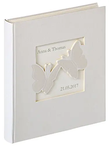 Produktbild: walther design Fotoalbum weiss 28 x 30,5 cm Einband aus Leinen mit Cover-Ausstanzung, Hochzeitsalbum Farfalla UH-201