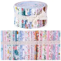 Produktbild: Wamkon 40 Farben Jelly Rolls, 6,25x 100 cm Cotton Craft Jelly Roll Up, Blumen Jelly Rolls Stoffstreifen Baumwolle Jelly Rolls Patchwork Stoffe für Quilten, Patchwork, Nähen, Handwerk