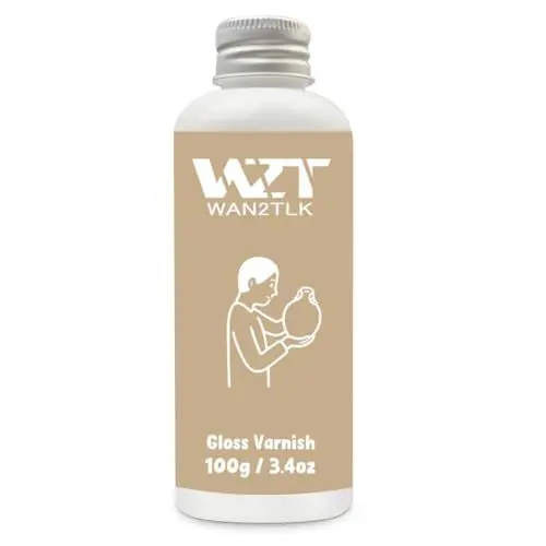 Produktbild: WAN2TLK 100ml Air Dry Clay Glaze, ton glasur ohne brennen, tondicht für lufttrocknenden ton, wasserdicht, kratzfest, Farbloser Varnish mit glänzende Effekt für Töpferei (glänzende klarlack)
