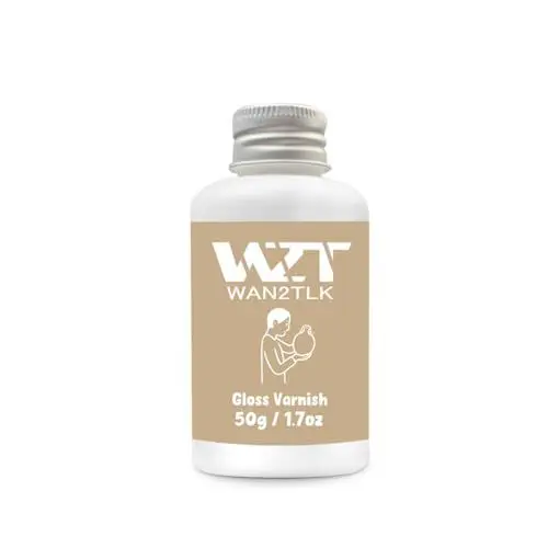 Produktbild: WAN2TLK 50ml Air Dry Clay Glaze, ton glasur ohne brennen, tondicht für lufttrocknenden ton, wasserdicht, kratzfest, Farbloser Varnish mit glänzende Effekt für Töpferei (glänzende klarlack)