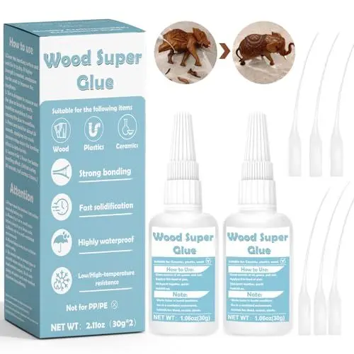 Produktbild: WAN2TLK 60 g Holzleim Extra Stark, Transparent und Schnell Trocknender Holzkleber, Sekundenkleber Holz für alle Holzarten, Holzmöbel, DIY Holzhandwerk, Wood Glue