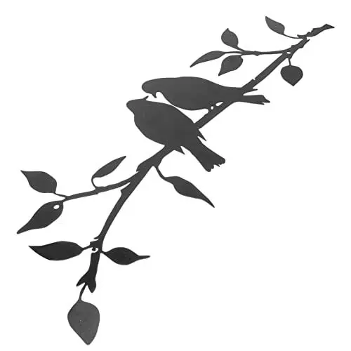 Produktbild: Wandbild Metall Metallwanddekor Vögel auf Dem Zweig Vogel Silhouette Wandskulptur Schwarze Blätter mit Vögel Ornament Wandbehangszeichen für Innen im Freien Wanddeko Garten