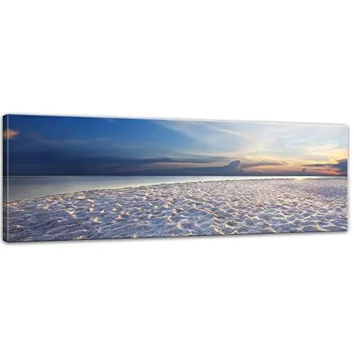 Produktbild: Wandbild Sandstrand im Abendhimmel - 90x30 cm Leinwandbild Bilder als Leinwanddruck Fotoleinwand Urlaub, Sonne & Meer Strand - Idylle - Erholung