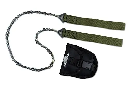 Produktbild: WANDERFALKE® Survival Handkettensäge/Taschensäge aus Carbonstahl inkl. Gürteltasche für Outdoor, Camping, Garten Outdoor