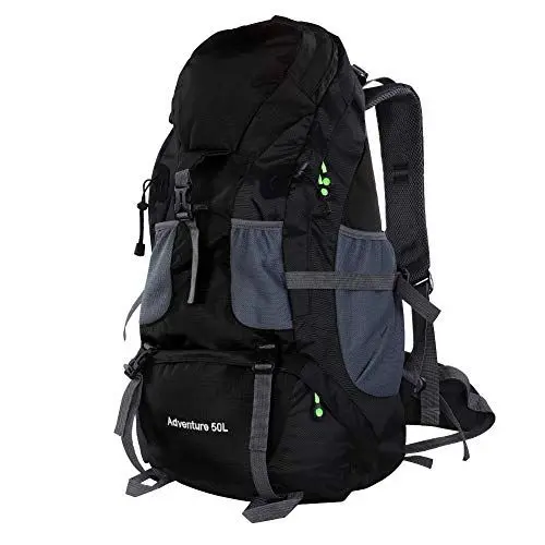 Produktbild: ANKROYU 50L wasserdichte Tasche, Polyester-Camping-Kletterrucksack, universeller Outdoor-Reise-Wanderrucksack für Camping (Schwarz)