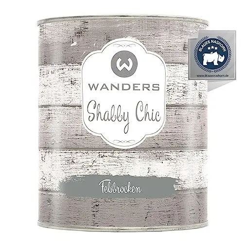 Produktbild: Wanders Shabby Chic Kreidefarbe 750 ml - Felsbrocken/Grau - Küchenmöbellack und Möbelfarbe ohne Schleifen. Chalk Paint, für Holz & mehr. Hohe Deckkraft, schnell trocknend
