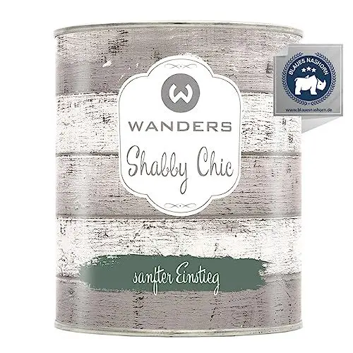 Produktbild: Wanders Shabby Chic Kreidefarbe 750 ml - Sanfter Einstieg/Dunkles Seegrün - Küchenmöbellack und Möbelfarbe ohne Schleifen. Chalk Paint, für Holz & mehr. Hohe Deckkraft, schnell trocknend