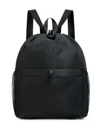 Produktbild: WANDF Drawstring Backpack Sport- und Gym-Tasche mit Yoga-Mattenriemen, wasserabweisende Kordelzug-Tasche mit Mesh-Tasche für Damen und Herren (Schwarz, Patent angemeldet)