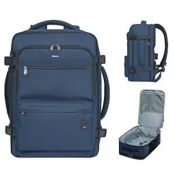 Produktbild: WANDF Handgepäck Rucksack 45x36x20cm für Easyjet Airlines, Untersitz-Reise-Handgepäck-Tasche mit Nassfach, 17-Zoll-Laptop-Rucksack für Männer und Frauen (Marineblau)