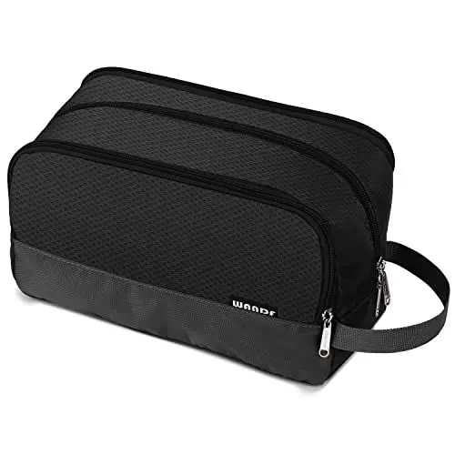 Produktbild: WANDF Kulturbeutel Herren Rucksack Damen Kosmetiktasche Waschtasche für Männer & Frauen in Premium Qualität (Schwarz)
