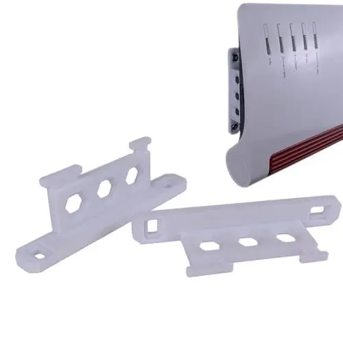 Produktbild: Wandhalterung Fritzbox 7690, 7590 AX, 7530, 7510, 6660, 6890, 6850, 5530 – Fritz Box Halterung – weiß – 2 Stück – platzsparend & stabil – Made in Germany | Xebtec