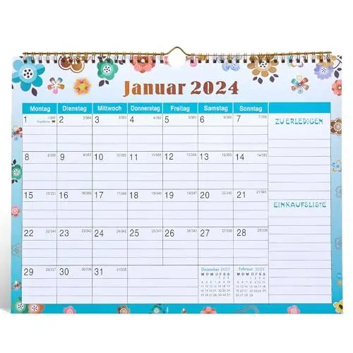 Produktbild: Wandkalender 2024 2025,Douthfolle Kalender 2024 2025 37x29cm Monatskalender 18 Monate Jan. 2024 - Juni 2025,Familienplaner 2024 mit Ferienübersicht
