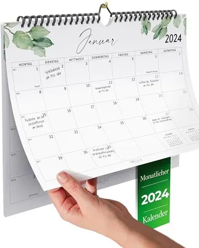 Produktbild: Wandkalender 2024 - Kalender 2024 im A4 Querformat - Familienplaner 2024 - Großer Monatskalender 2024 - Familienkalender 2024 mit Jahreskalender Planung - Paarkalender 2024