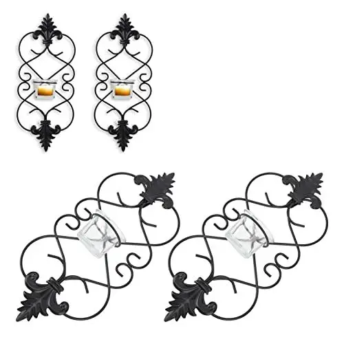 Produktbild: Wandkerzenhalter, 2 Stück Wand-Kerzenhalter aus Eisen zum Aufhängen von Kerzen, Wandleuchte für Heimdekoration, Hochzeiten, Veranstaltungen