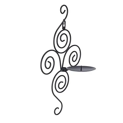 Produktbild: Wand-Kerzenleuchter, Eisen-Kerzenhalter, Kerzenlicht-Ständer, Hängender Wandleuchter, Teelicht-Kerzenständer, Wandkunst, Heimdekoration, Schwarz