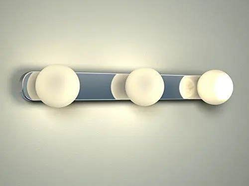 Produktbild: Wandleuchte Glas Metall in Chrom IP44 Badezimmer L:42 cm G9 3-flammig Kugeln Modern Spiegel länglich blendarme Wandlampe Bad BRAZOS