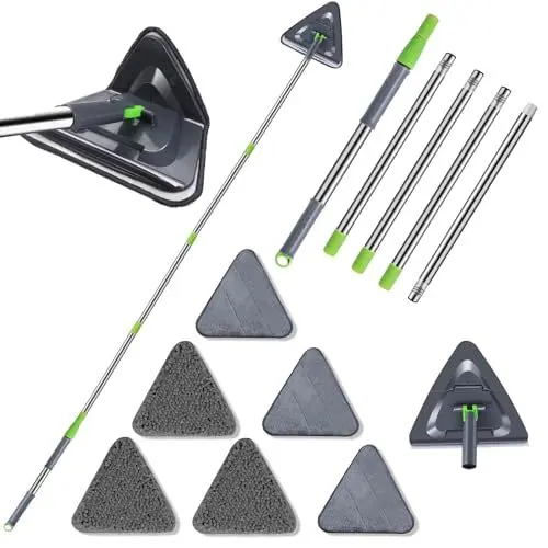 Produktbild: Wand-Reinigungsmopp mit 249 cm langem Griff, Wandreiniger, Wischmopp, 360° drehbare Verlängerungsstange, Decken-Staubmopp, Bodenleiste, Fensterreinigungsbürste, Trocken-/Nasswäsche, Reinigungswerkzeug