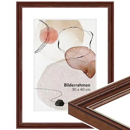 Produktbild: WANDStyle Bilderrahmen 20x25 Vintage, Bilderrahmen Braun Holz, hochwertiger Holzbilderrahmen Antik, Posterrahmen zum Aufhängen, Rahmen 25x20 cm, Fotorahmen H182 - Made in Germany