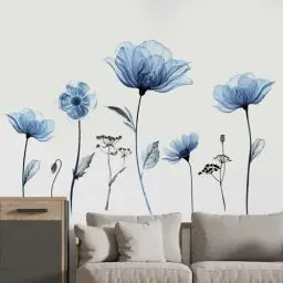 Produktbild: Wandtattoo Blumen Abziehbare Peel And Sticks, Big Blaue Blume wall stickers Vogel Schmetterling Wandsticker, für Schlafzimmer Kinderzimmer Wohnzimmer Sofa Hintergrund Büros Home Dekoration Geschenk