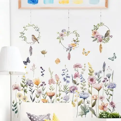 Produktbild: Wandtattoo, Blumen Wandaufkleber, Kinder Wandsticker Wanddeko für Kinderzimmer Babyzimmer Schlafzimmer Wohnzimmer Sofa Hintergrund