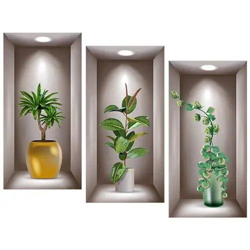 Produktbild: Wandtattoo Pflanze,3D Vasen Wandaufkleber,Vases Wall Stickers For Living Room,3D Vasen Wandaufkleberm,Geeignet Für Wohnzimmer,Schlafzimmer, Bad, Küche Und Andere Bereiche (C)