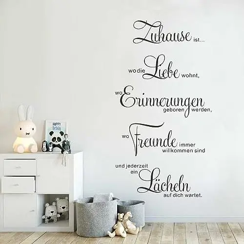 Produktbild: Wandtattoo Sprüche Schlafzimmer Wandsticker Wohnzimmer - Schwarze Wandtattoo Wohnzimmer Modern Wanddeko Schlafzimmer Familienregeln Wandaufkleber Wandtatoos Zum Kleben für Flur Küche (35 x 67 cm)