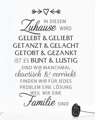 Produktbild: Wandtattoo Sprüche Schlafzimmer Wandsticker Wohnzimmer - Schwarze Wandtattoo Wohnzimmer Modern Wanddeko Schlafzimmer Familienregeln Wandaufkleber Wandtatoos Zum Kleben für Flur Küche (38 x 57 cm)