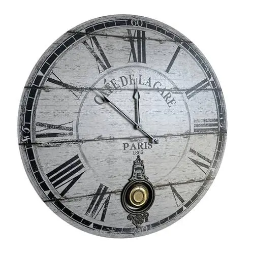 Produktbild: Wanduhr für Wohnzimmer Holz Wanduhr mit Pendel-Küche Cafe de la Gare 4 x 58 x 58 cm