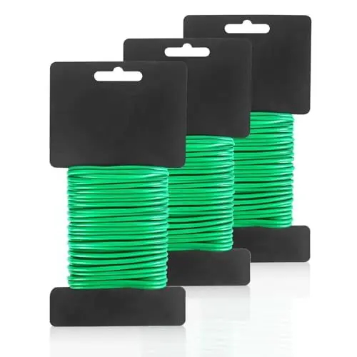 Produktbild: WangChaoJiu 2 STK Pflanzendraht Gummiert, Pflanzenbinder Grün, 3,5mm x 20 m Blumendraht Grün, Weich Gartendraht Gummiert, Dicke Bindedraht Grün für Kletterpflanzen Draht, Pflanzenstütze im Garten